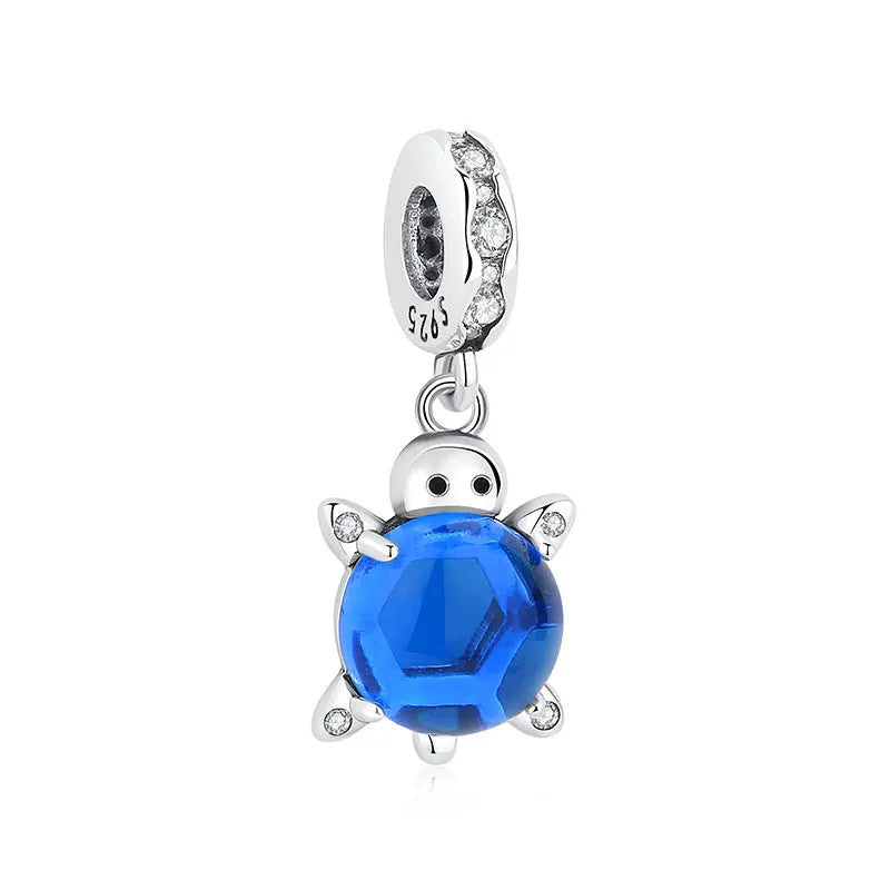 Original 925 Sterling Silver Charms Love Heart Turtle Murano Glass Pendant Beads Fit Pan Bracelet Necklace Jewelry For Women