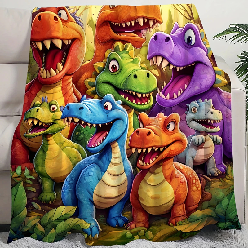 🎉Neujahrsdeal! 50% Rabatt🎁Niedlicher lächelnder Dinosaurier HD Digitaldruck Flanell -Sugoola®